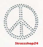 Strass Bügelbild Hotfix Motiv Applikation PEACE ca. 7,4 x 7,4cm