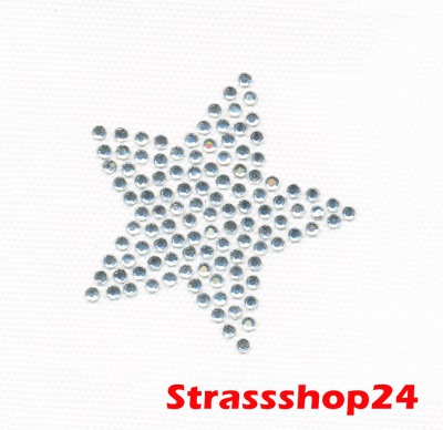 Strass Bügelbild Hotfix Motiv Applikation STERN ca. 5,4 x 5,4 cm 