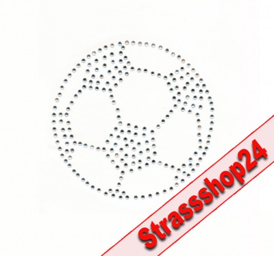 Strass Bügelbild Hotfix Motiv Applikation FUßBALL ca. 8,1 x 8,2 cm 